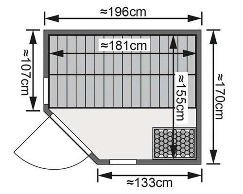 Karibu Petalit modulaire sauna inclusief 9 kW kachel en geïntegreerd besturingssysteem met dakkroon en gebronsde volledig glazen deur