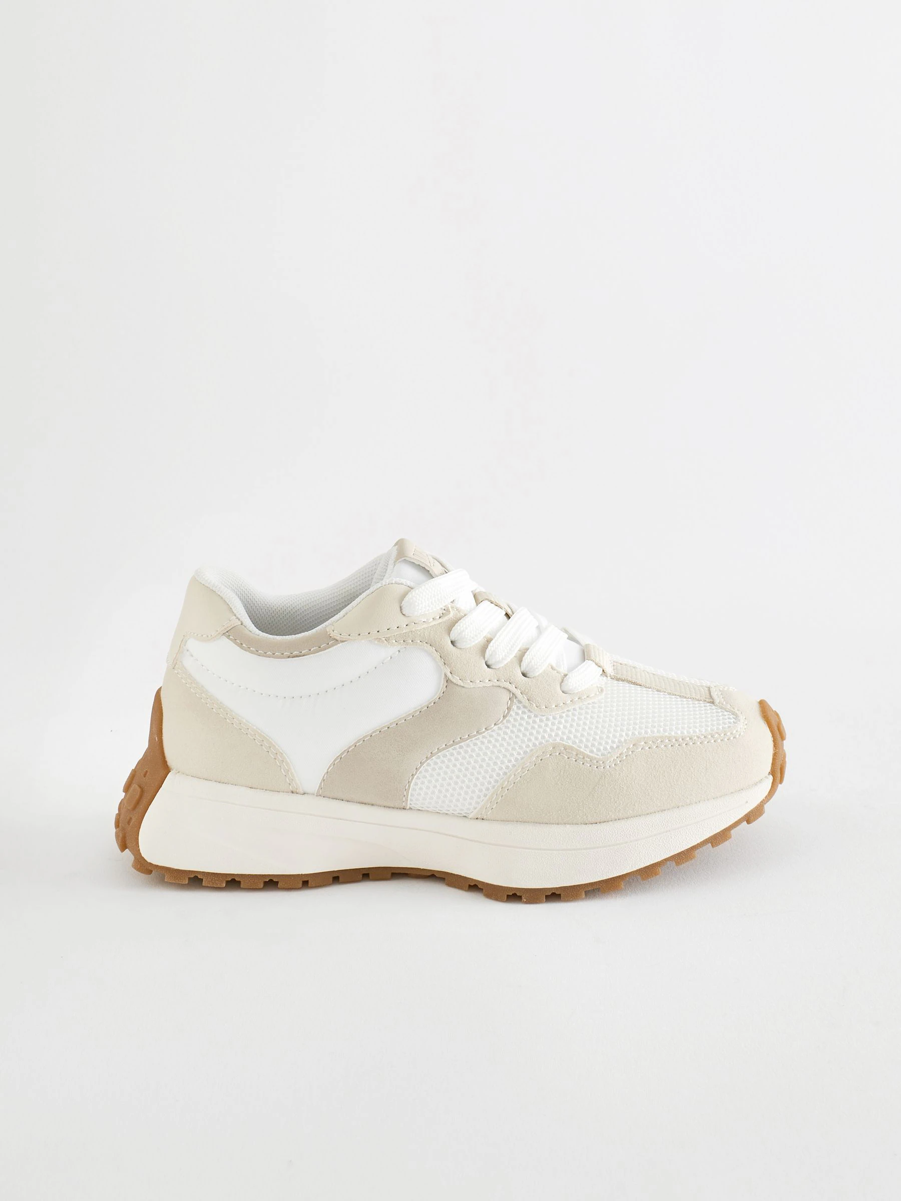 Wit neutraal - Vetersneakers met dikke zool