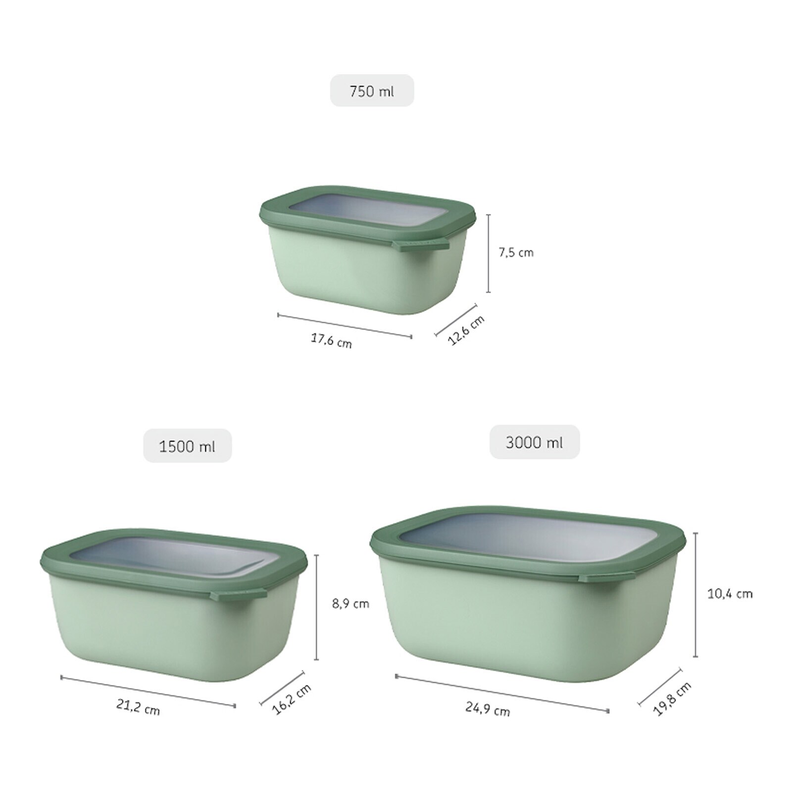 Mepal Multischüssel Cirqula 0,75l 1,5l 3l 3er Set