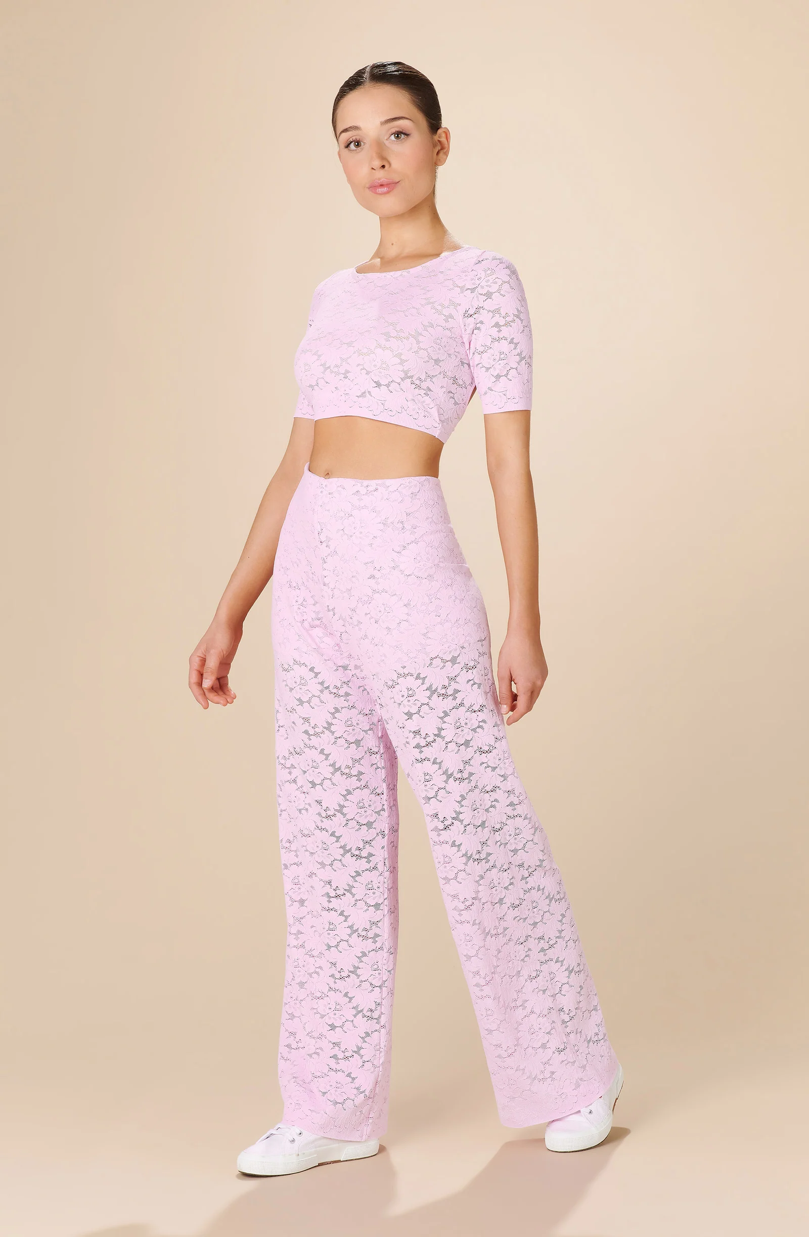 kalliope Crop-top dos nu en dentelle pink Pink