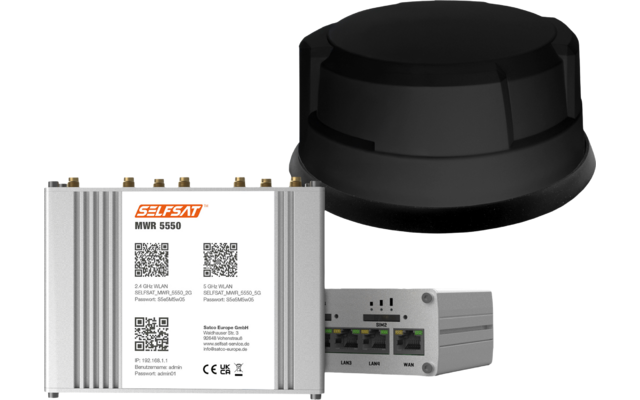 Selfsat Mobiler 5G/4G LTE Router MWR 5550 mit WLAN und GPS inkl. 5G Dachantenne