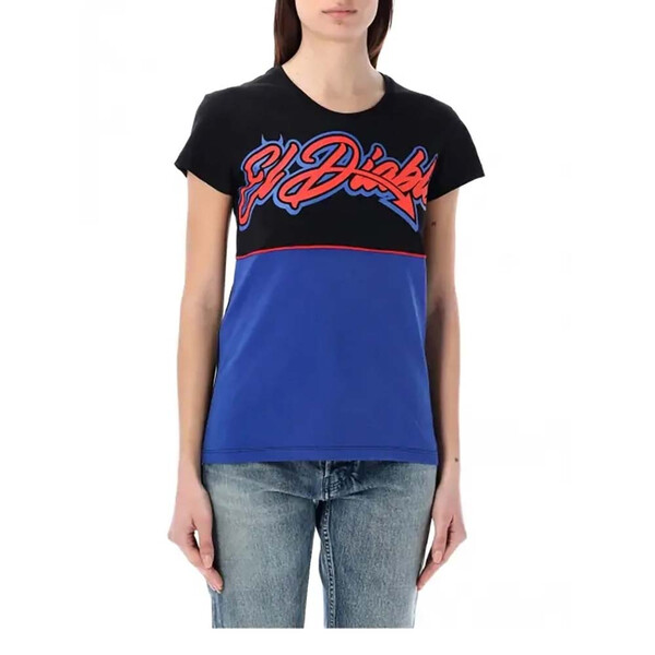 Fabio Quartararo - T-shirt femme El Diablo Bicolor Noir / Bleu / Rouge
