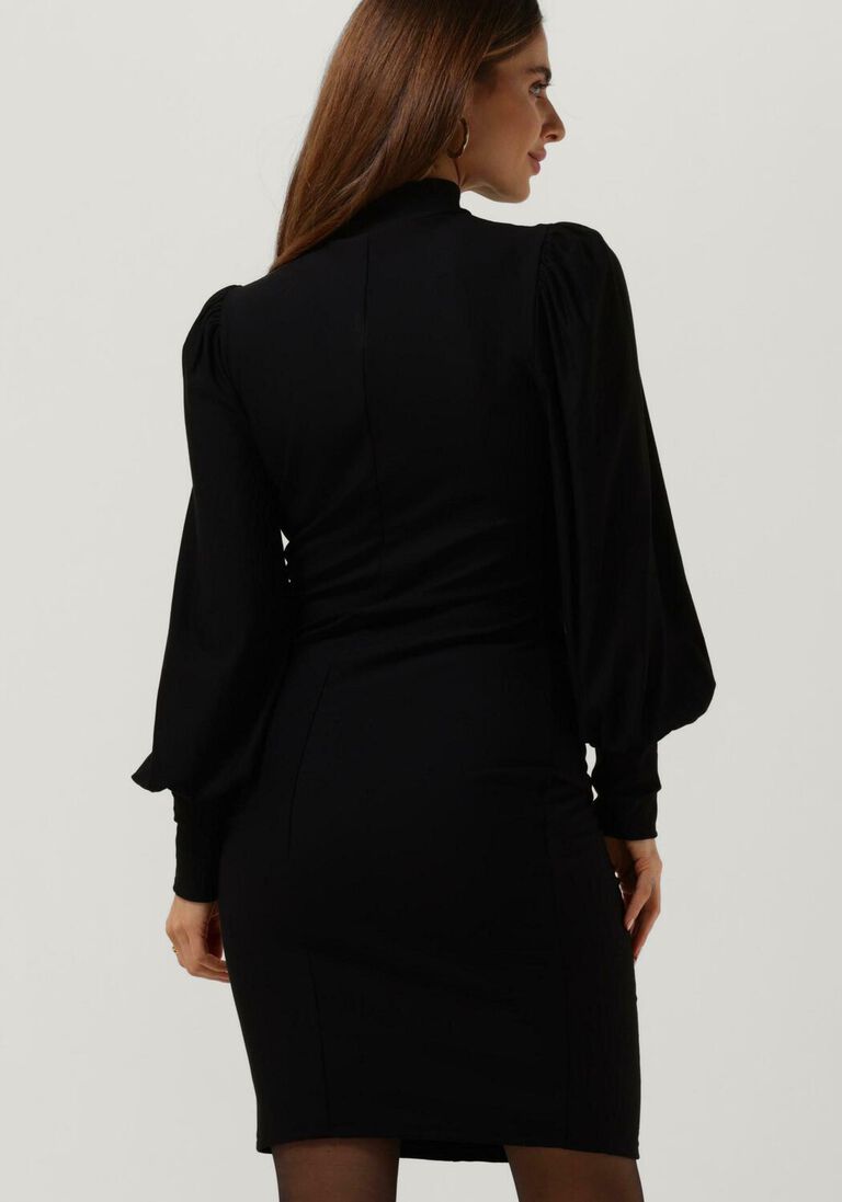 GESTUZ zwarte gestuz midi jurk rifagz button puff dress