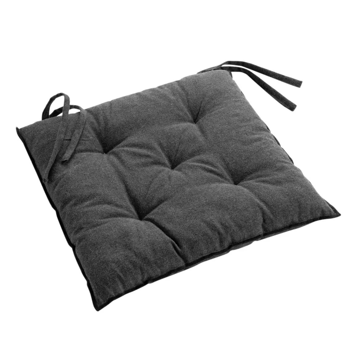 Coussin de chaise carré coton recyclé Mistraline Gris anthracite