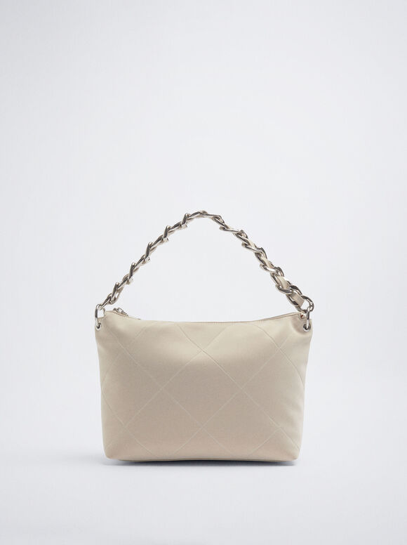 Bolsa de ombro com alça de corrente - Off-White