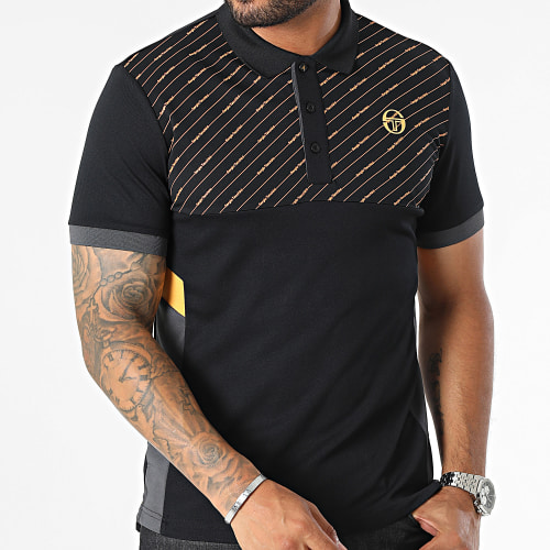 Polo Manches Courtes Asymetrical Noir