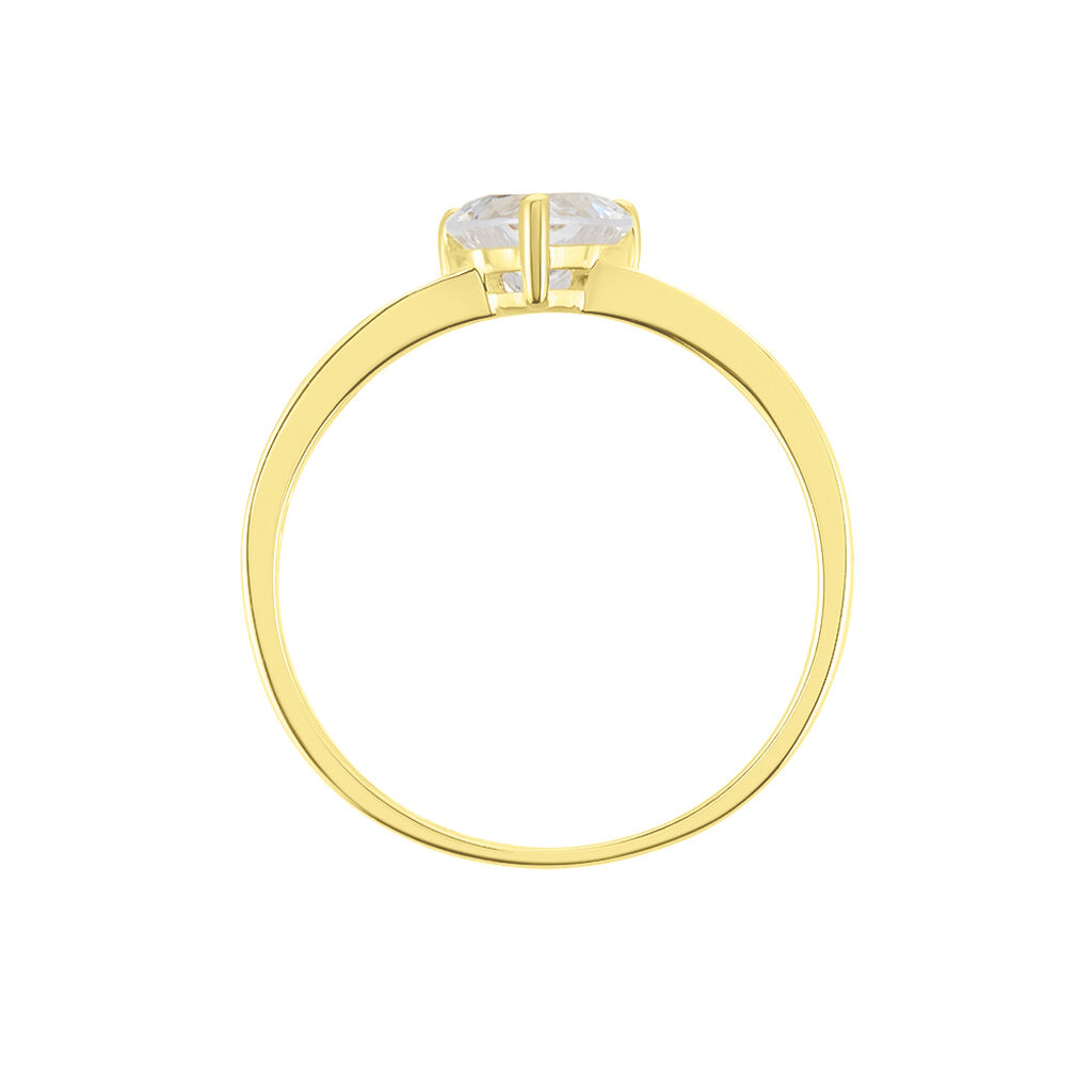 Bague Or Jaune Solitaire Accompagné Robbie Oxyde De Zirconium