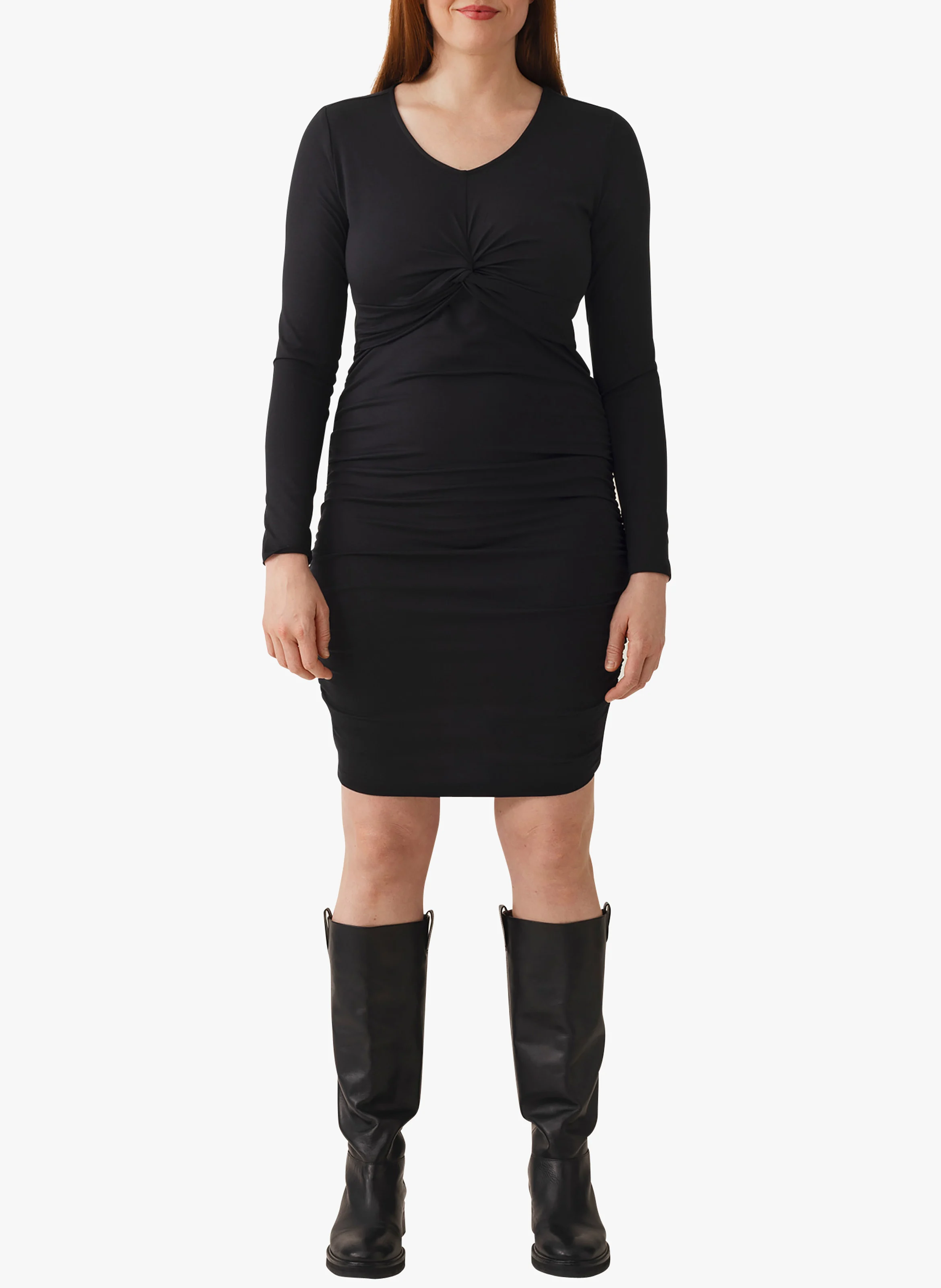 Robe courte d'allaitement col V| Noir