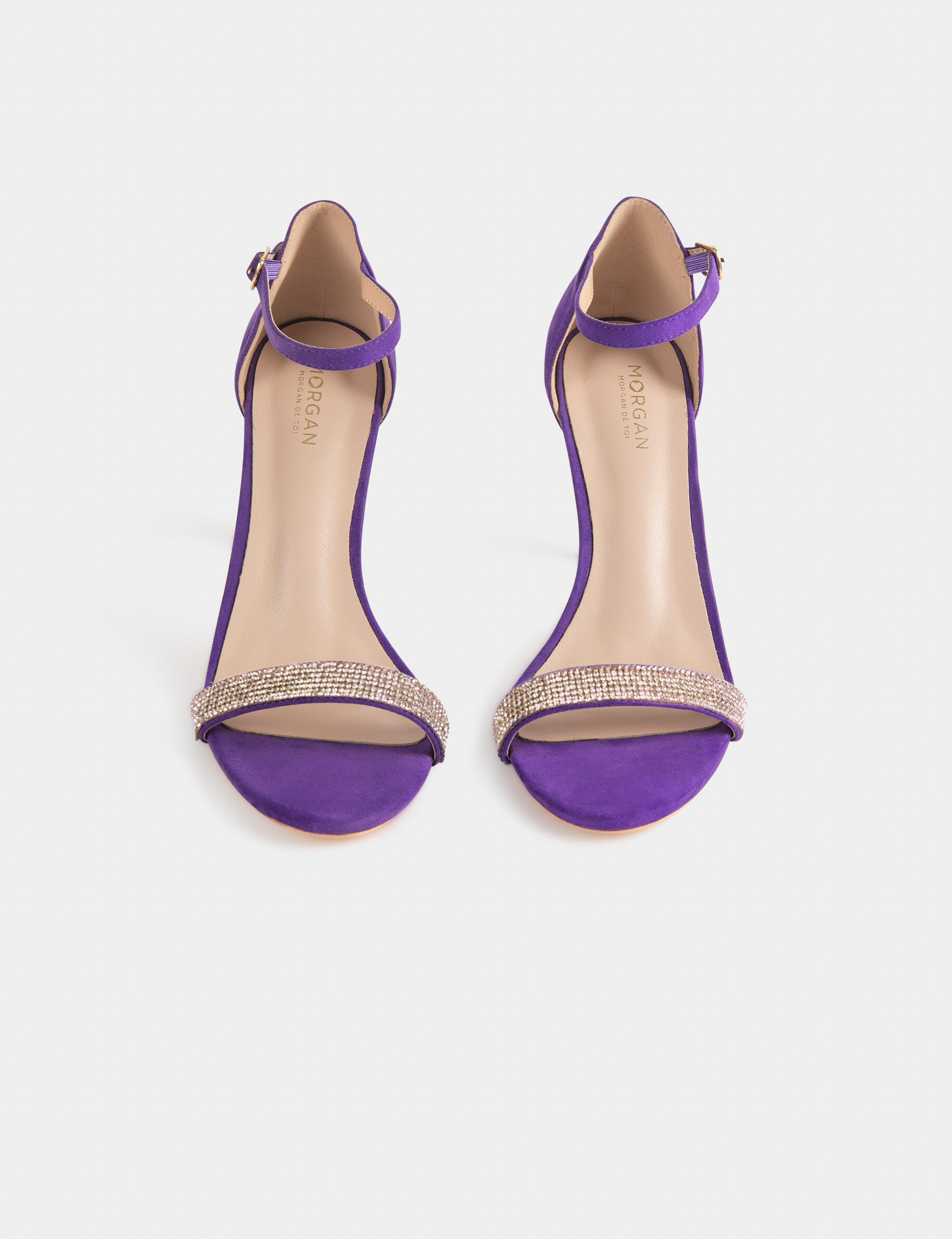 Sandales à talons avec détails bijoux violet fonce femme - violet_fonce