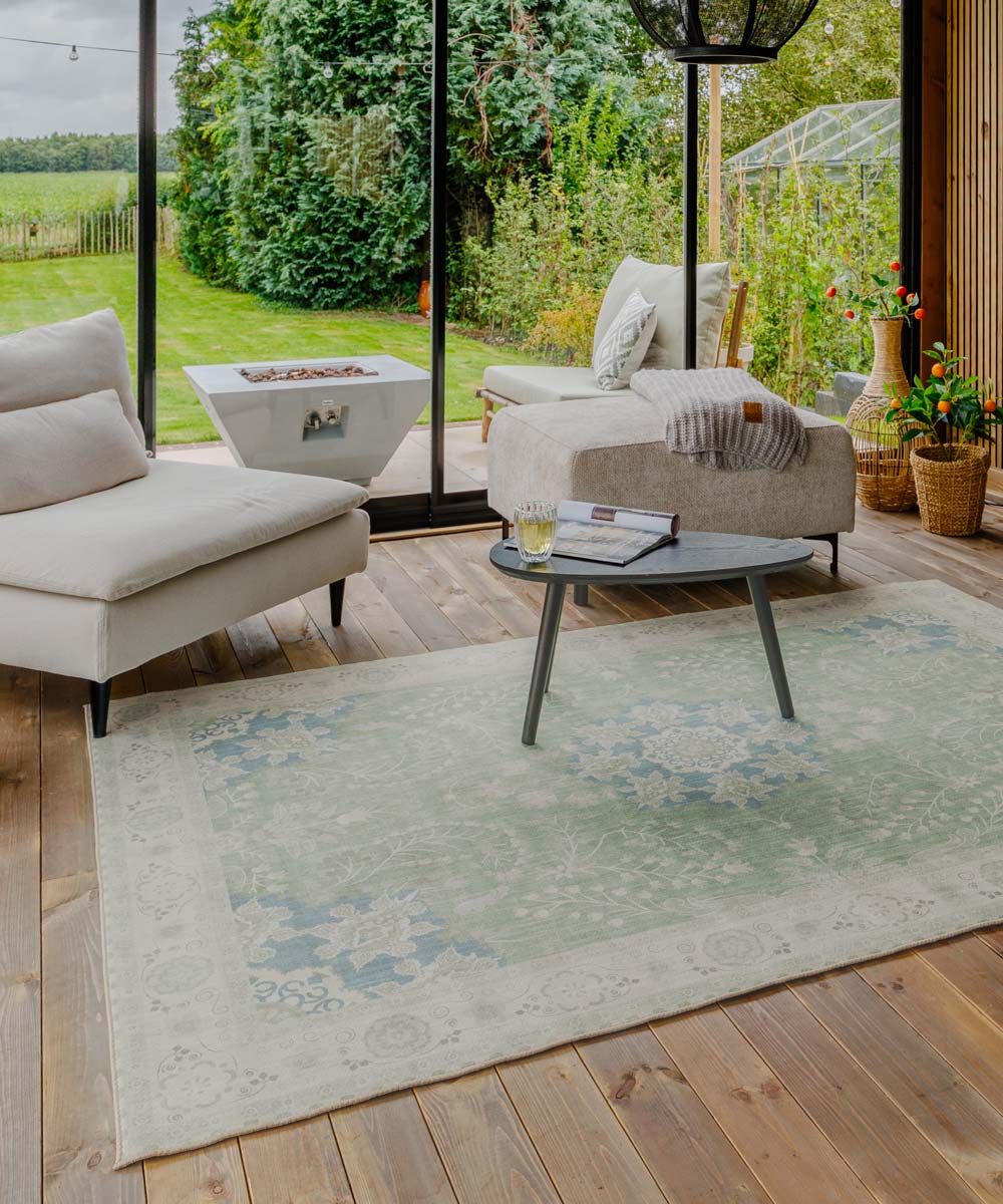 Heritaged Vintage buitenkleed - Valenca Luna saliegroen - 80x150 cm