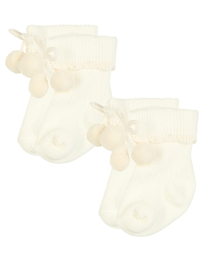 Socken POM POM 2er-Pack in latte