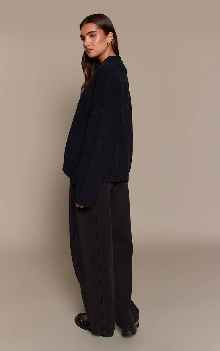 Noir Jean Barrel Taille Basse Avec Détails De Coutures