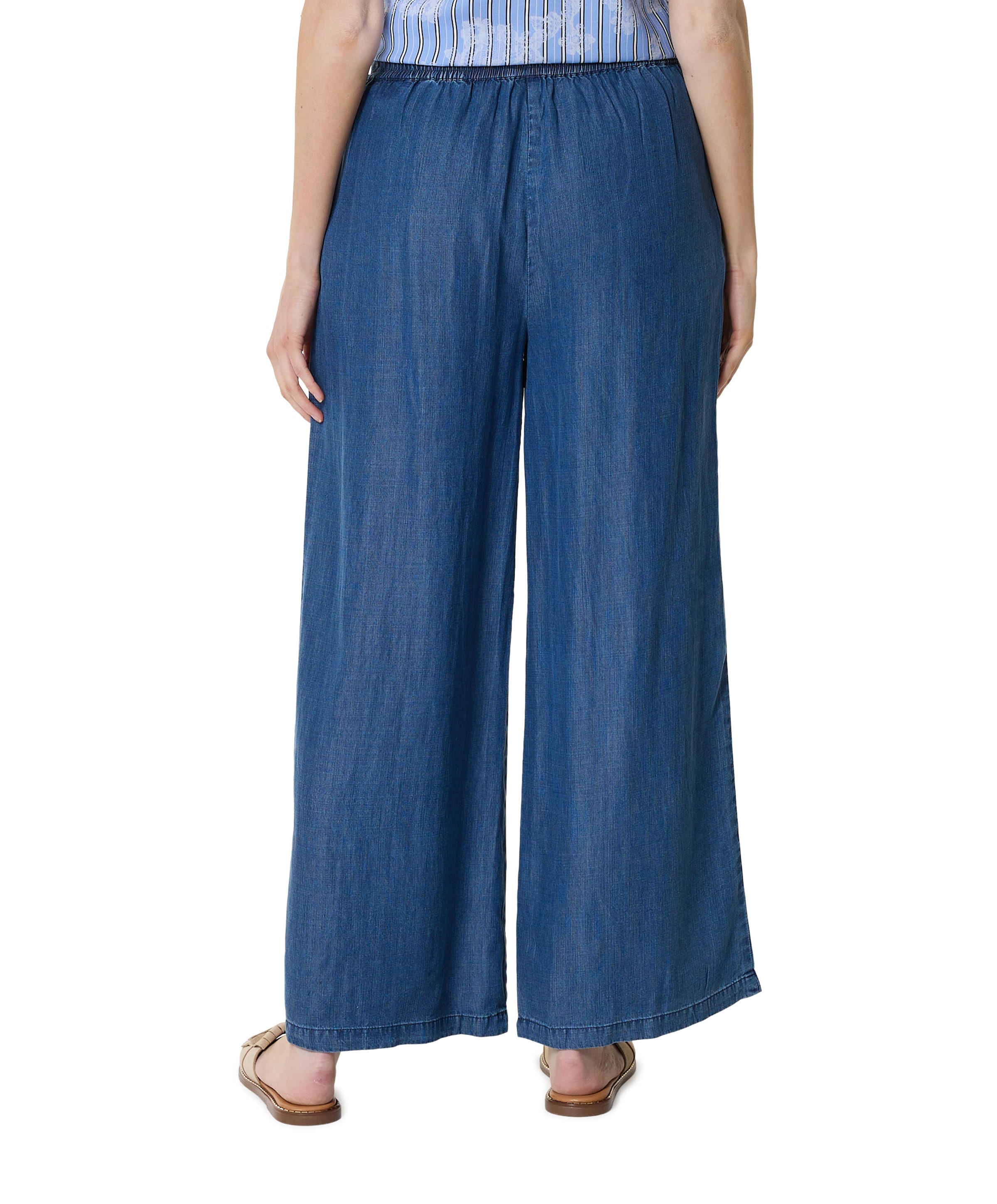 Enjoy Wide leg tencel dames broek blauw