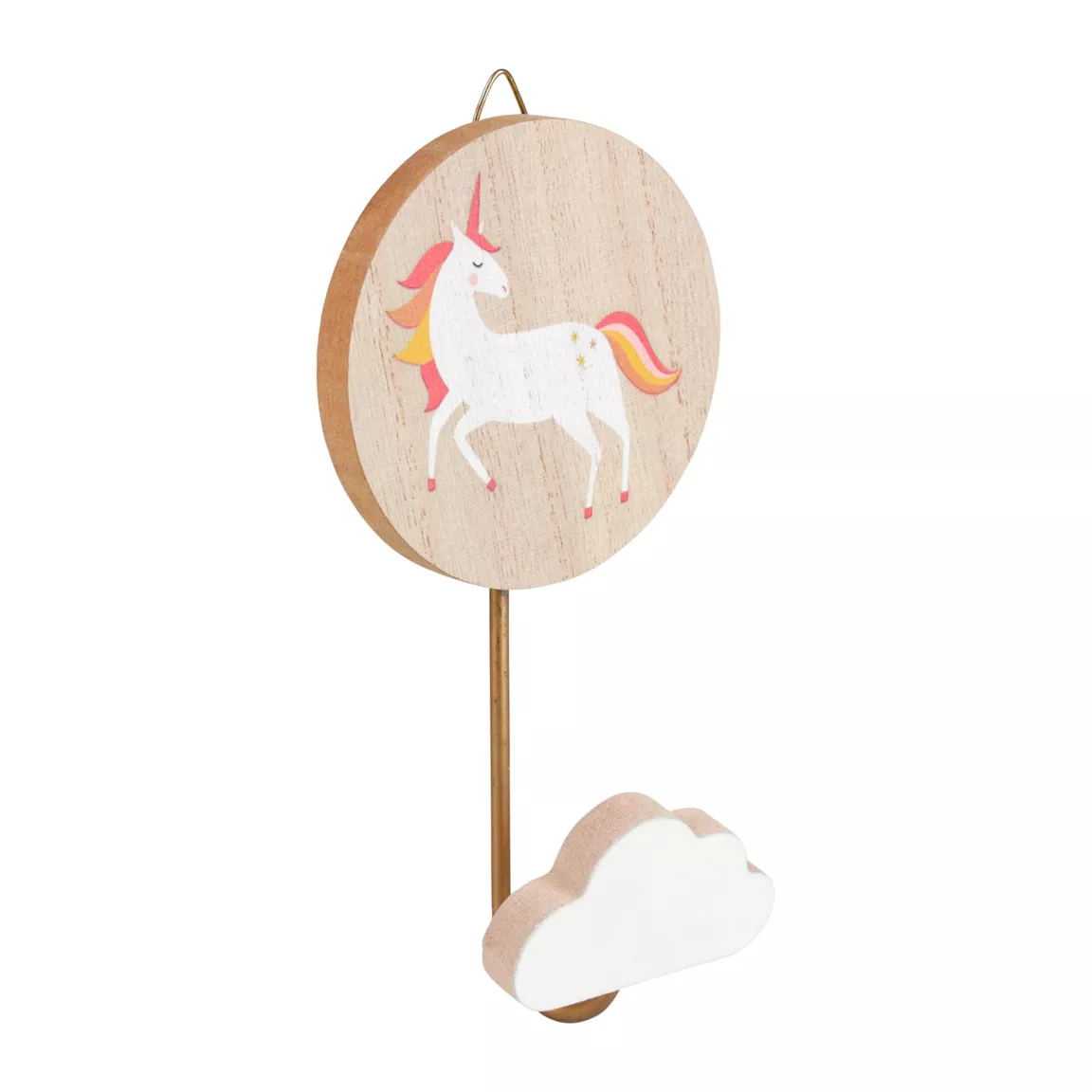 Patère murale enfant bois (H16 cm) Licorne Rose