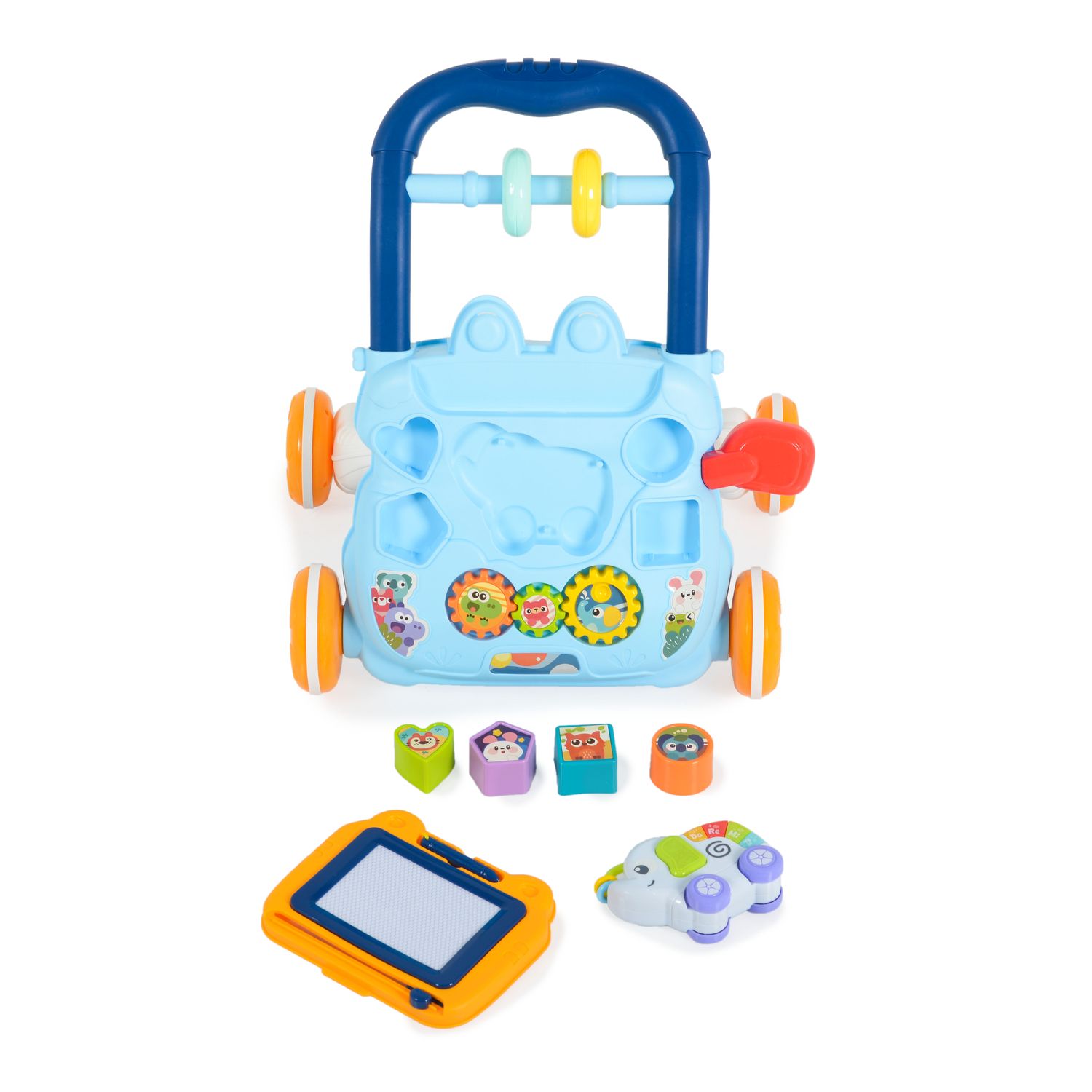 Moni Lauflernwagen Elefant, Formsortierer, Maltafel, Musikfunktion, ab 12 Monate blau