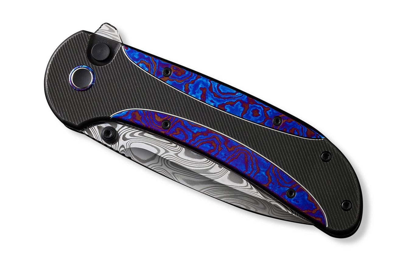 WE Knife Zizzit WE23031-DS1 Thor Damasteel, Black Titanium Handle Timascus Inlay zakmes