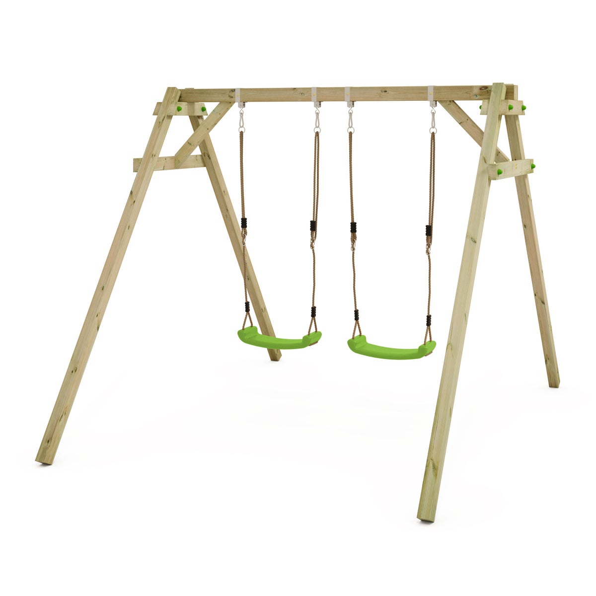 WICKEY Kinderschommelset Smart Move Schommel, Schommelframe, Dubbele Schommel, Houten Schommel - Appelgroen