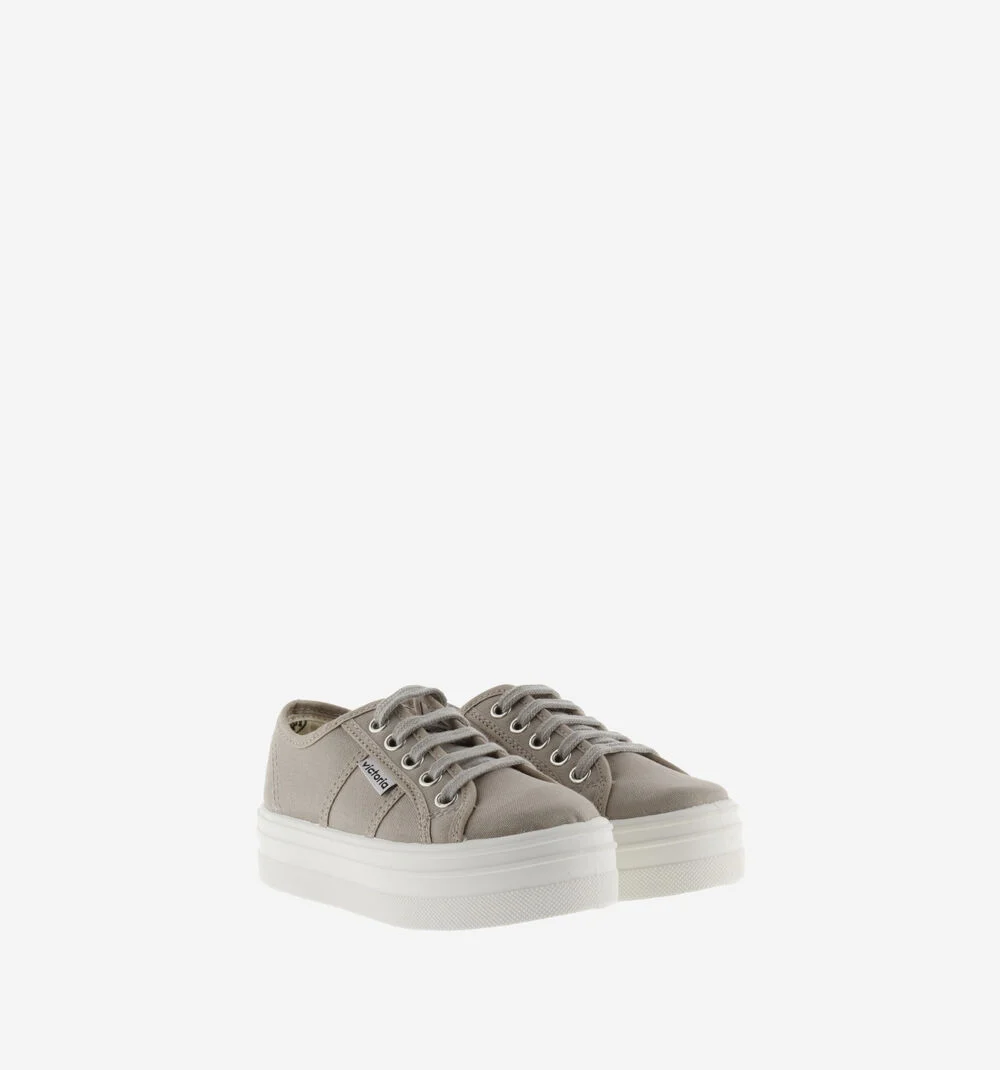 BARCELONA PLATEFORME TOILE Baskets plateforme en toile BEIGE