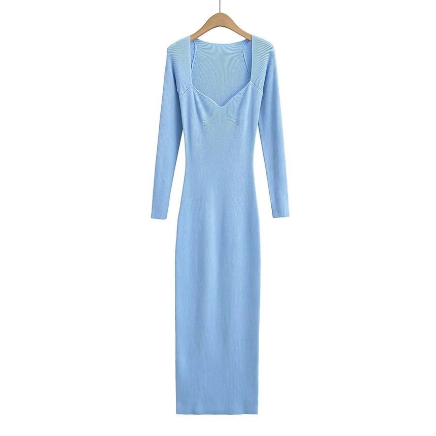 Reknovine - Lange mouw gebreide maxi-bodyconjurk