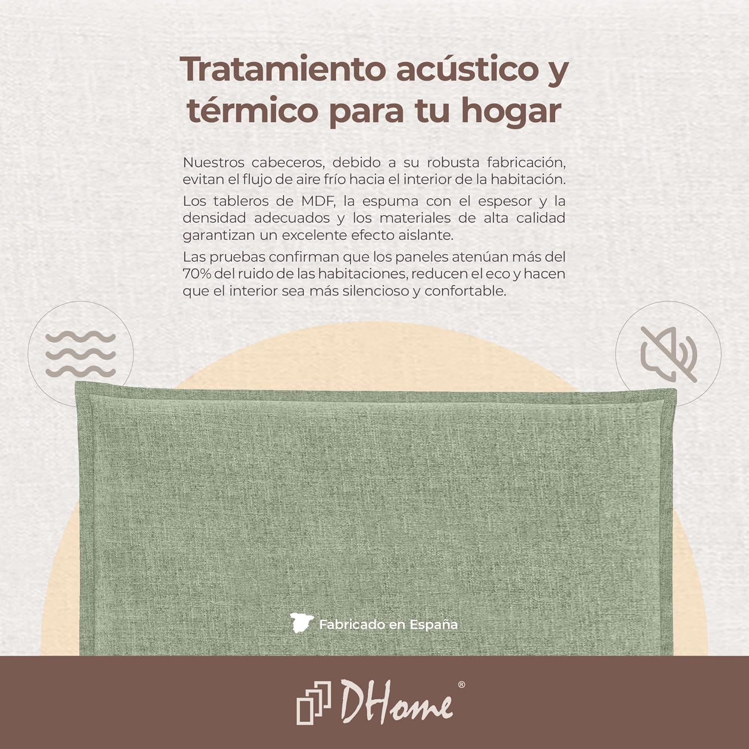 DHOME Plain Natural Leinen Kopfteil mit Einfassung gepolstertes Kopfteil Bett Modernes Schlafzimmer TOP Trending (Grün, 150cm (Betten 150/160))