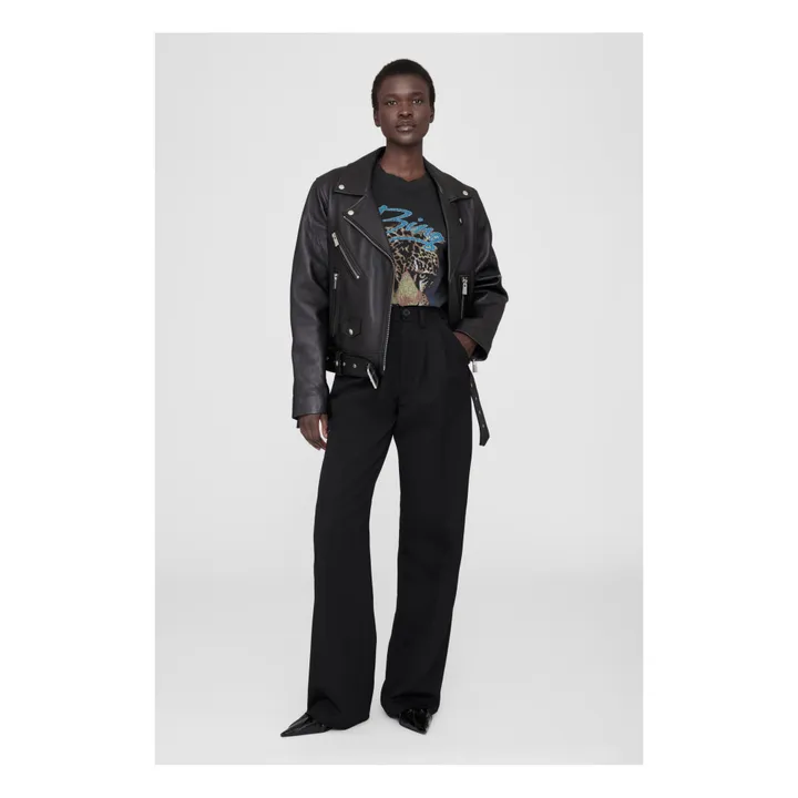 Anine Bing T-shirt Walker Léopard Coton Bio | Noir
