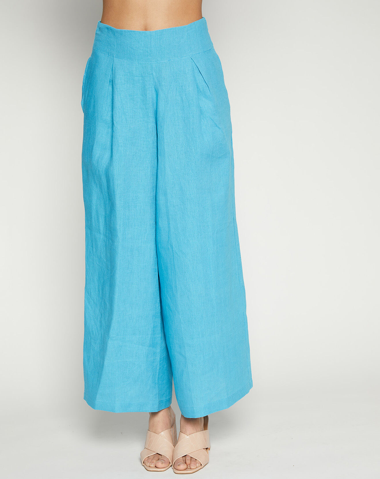 Faithfull the Brand Pantalon 100% Lin Meridian Wide bleu