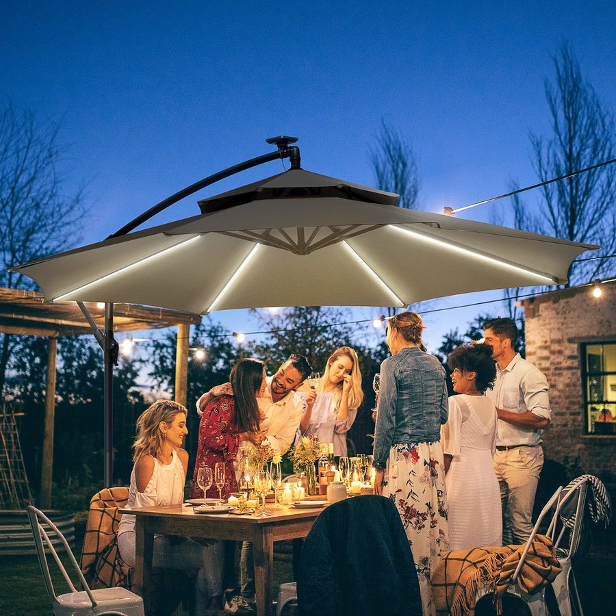 Outsunny Sonnenschirm mit Wasserdichtfunktion hellgrau