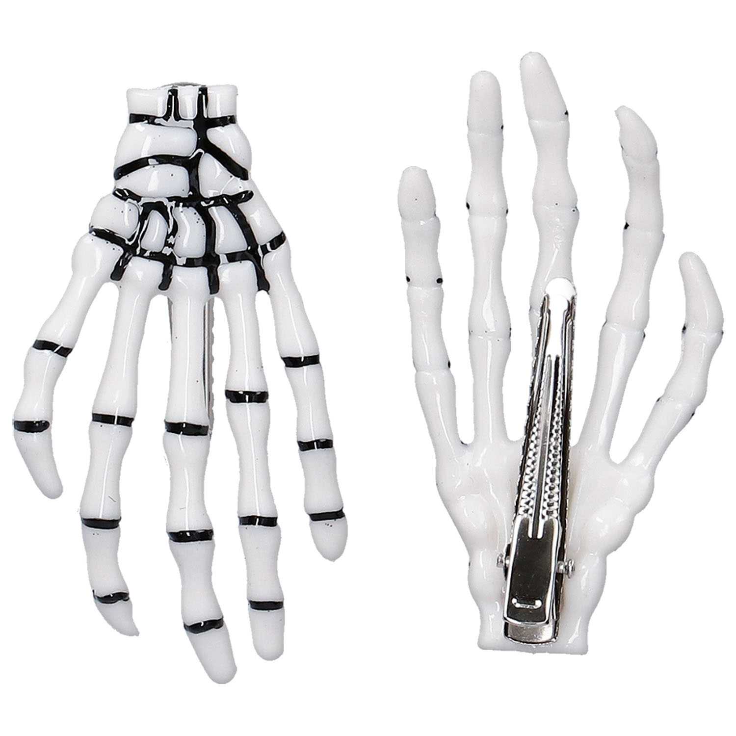 Halloween Haarclipse mit Skeletthänden 2er