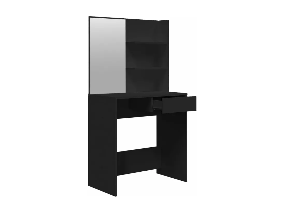 Coiffeuse avec miroir noir 74,5x40x141 cm