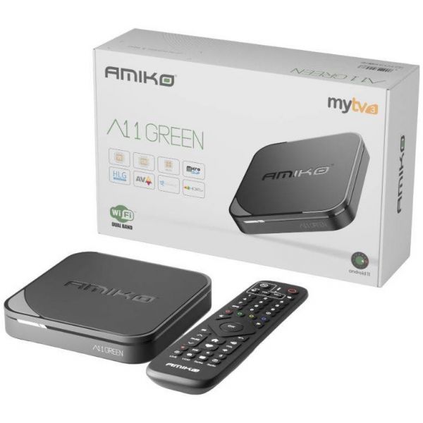 Amiko A11 Green 2GB/16GB Android 11 IPTV (MyTV 3 - Dual-Band - RCU BT)