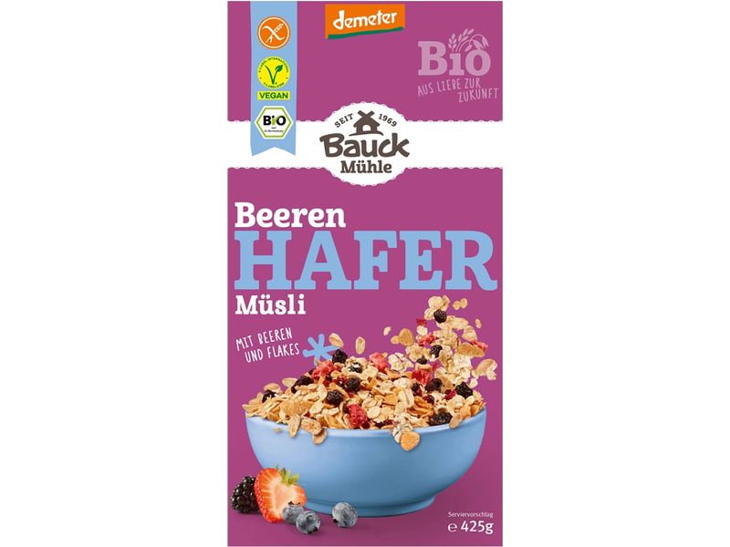 Bauck Mühle Müesli Hafer Beere 425 g Demeter zertifiziertes Müsli mit Beeren