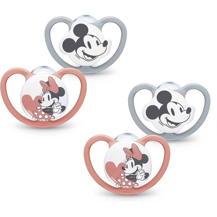 NUK Schnuller Space  Mickey 18-36 Monate, 4 Stk. in graurot