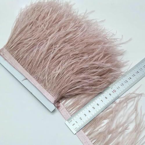 10 Yards Zilvergrijs Struisvogelveren Lint Struisvogelveren Rand Franje Kleding Decoratie-Bonenzand-2 Yards