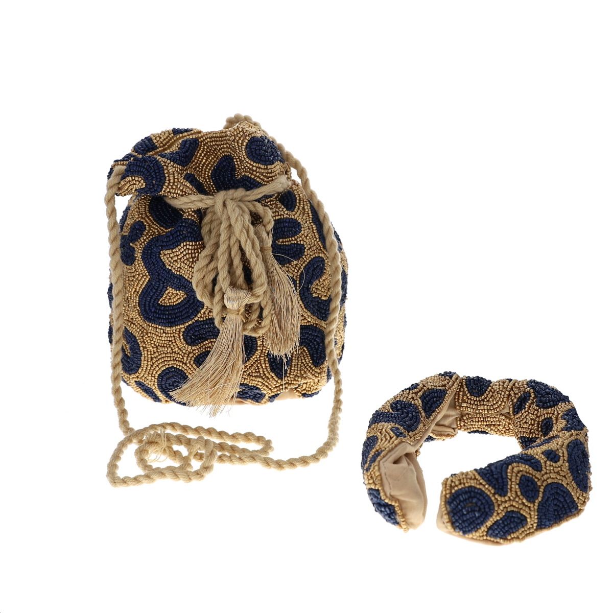 Sac bourse à perles Léopard doré Pondie Chérie