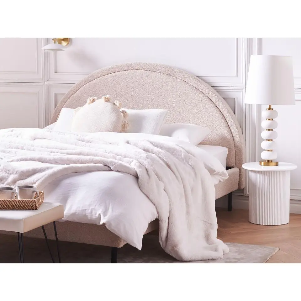 MARGUT - Bed - Beige - 160 x 200 cm - Bouclé