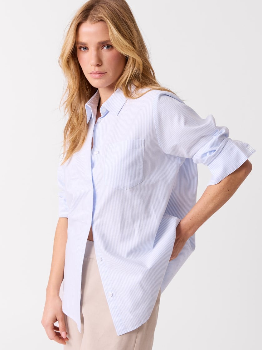 Caro stripet skjorte Chambray Blue