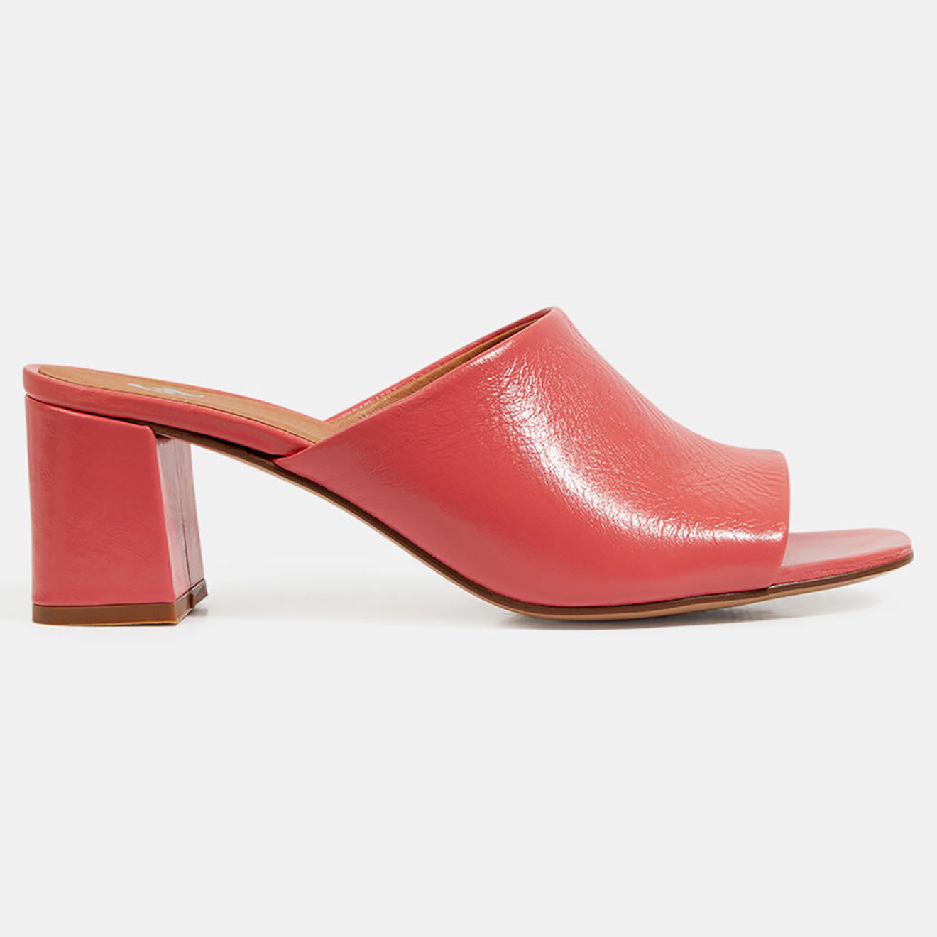 Galeries Lafayette Mules à talon en Cuir rose bonbon - Talon 6 cm