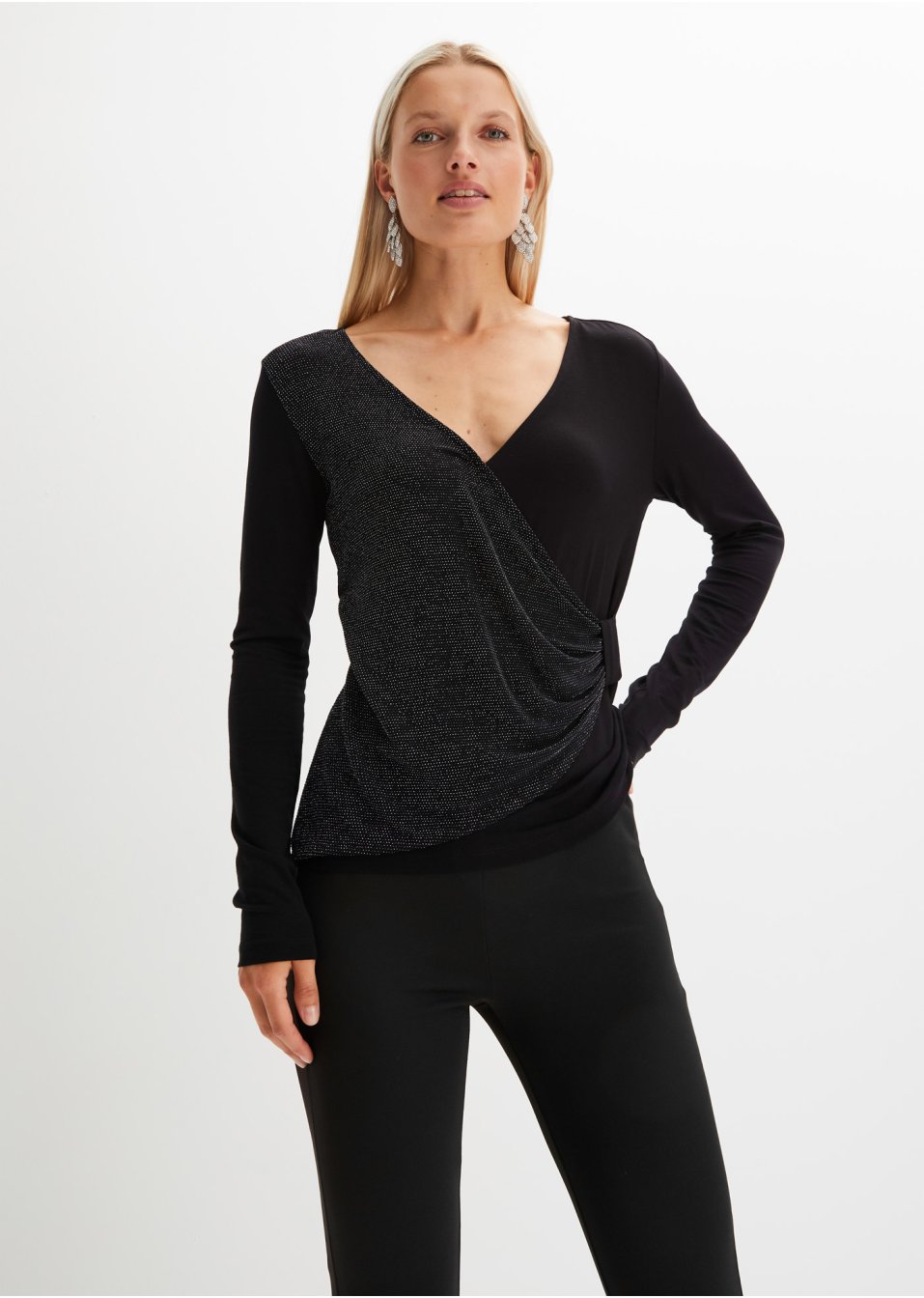 T-shirt manches longues à effet brillant en viscose durable