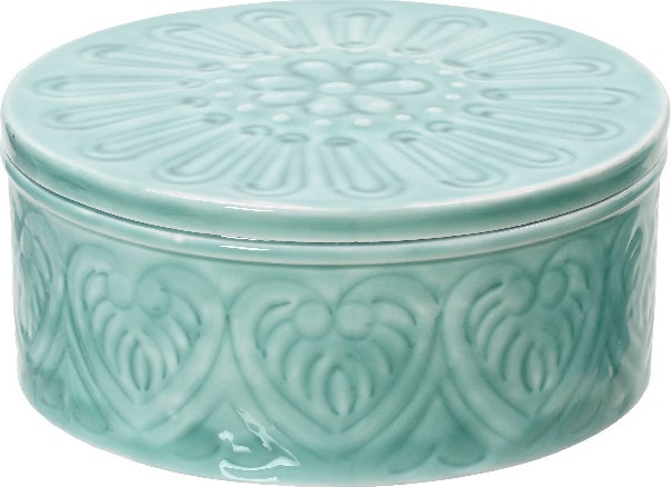 Decoris opbergdoos Cura groen D 20 H 9 cm