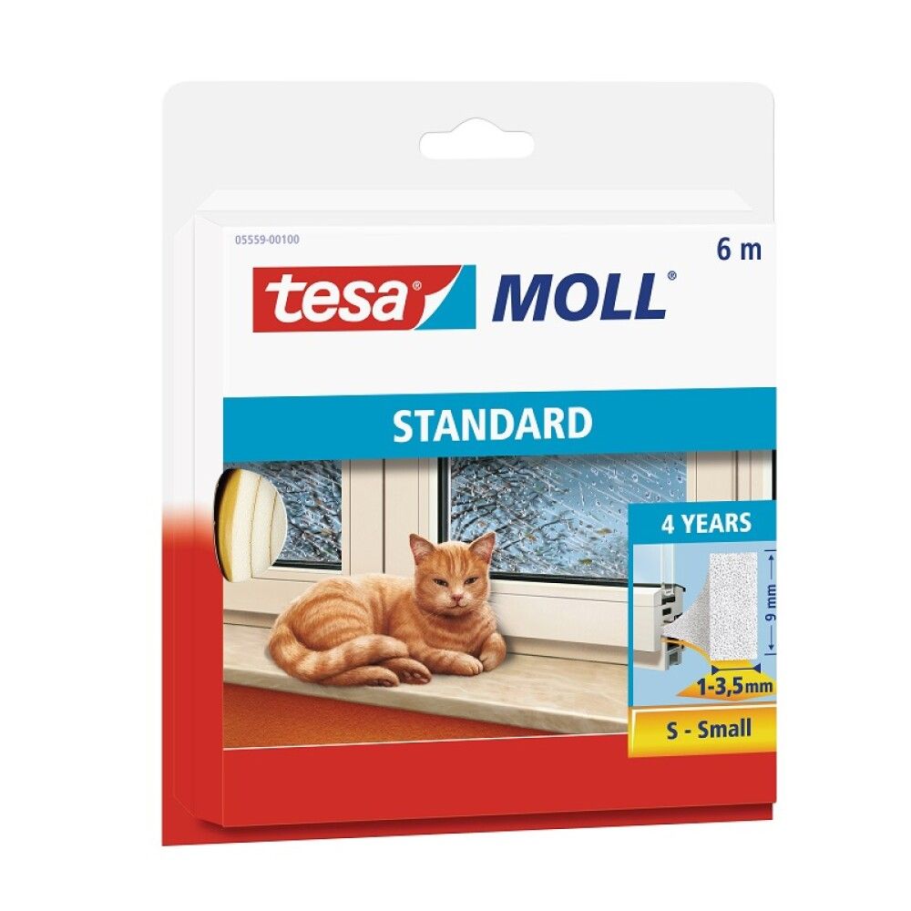 TETNINGSLIST TESA I-PROFIL PVC HVIT 6X0,09 M