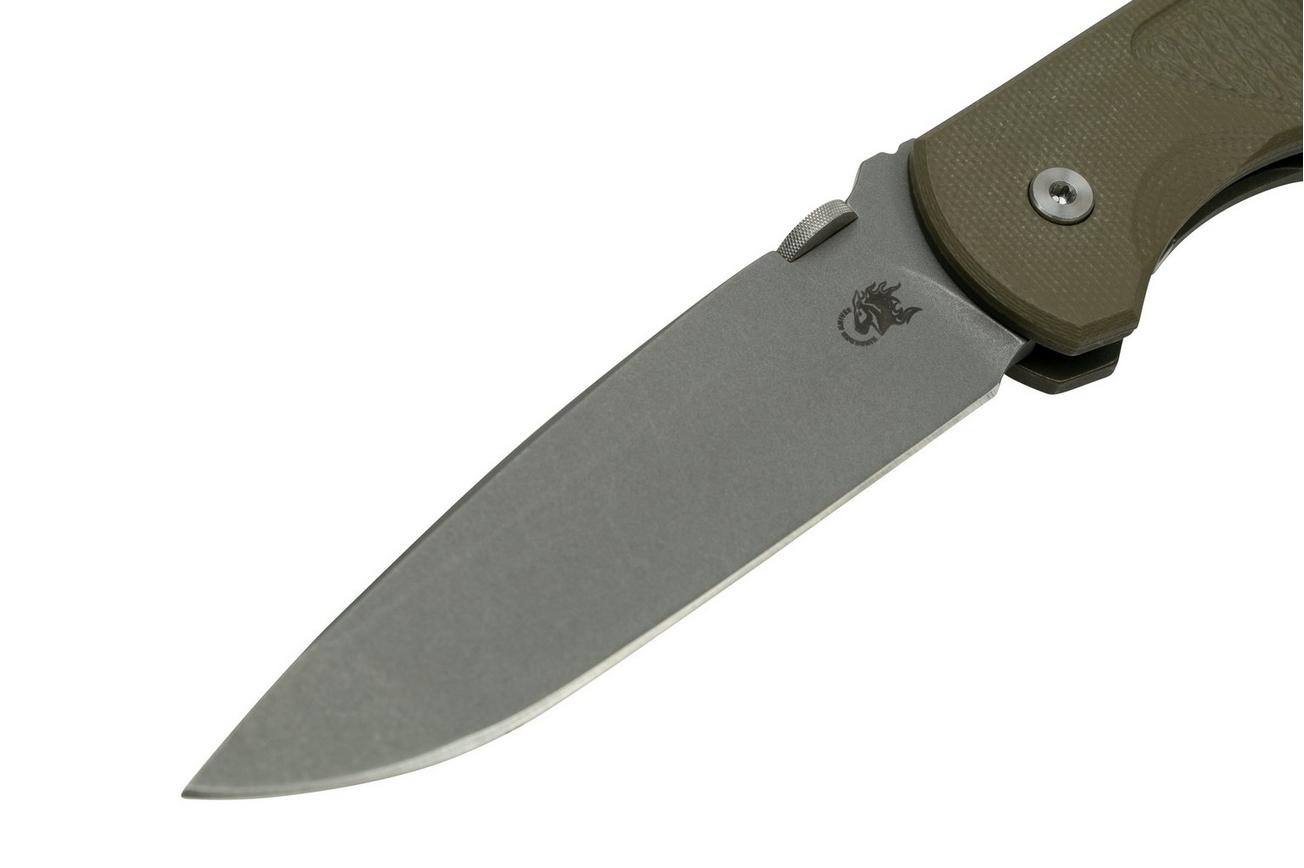Rick Hinderer FireTac Spanto Acid Stonewash, Battle Bronze OD Green G10, zakmes