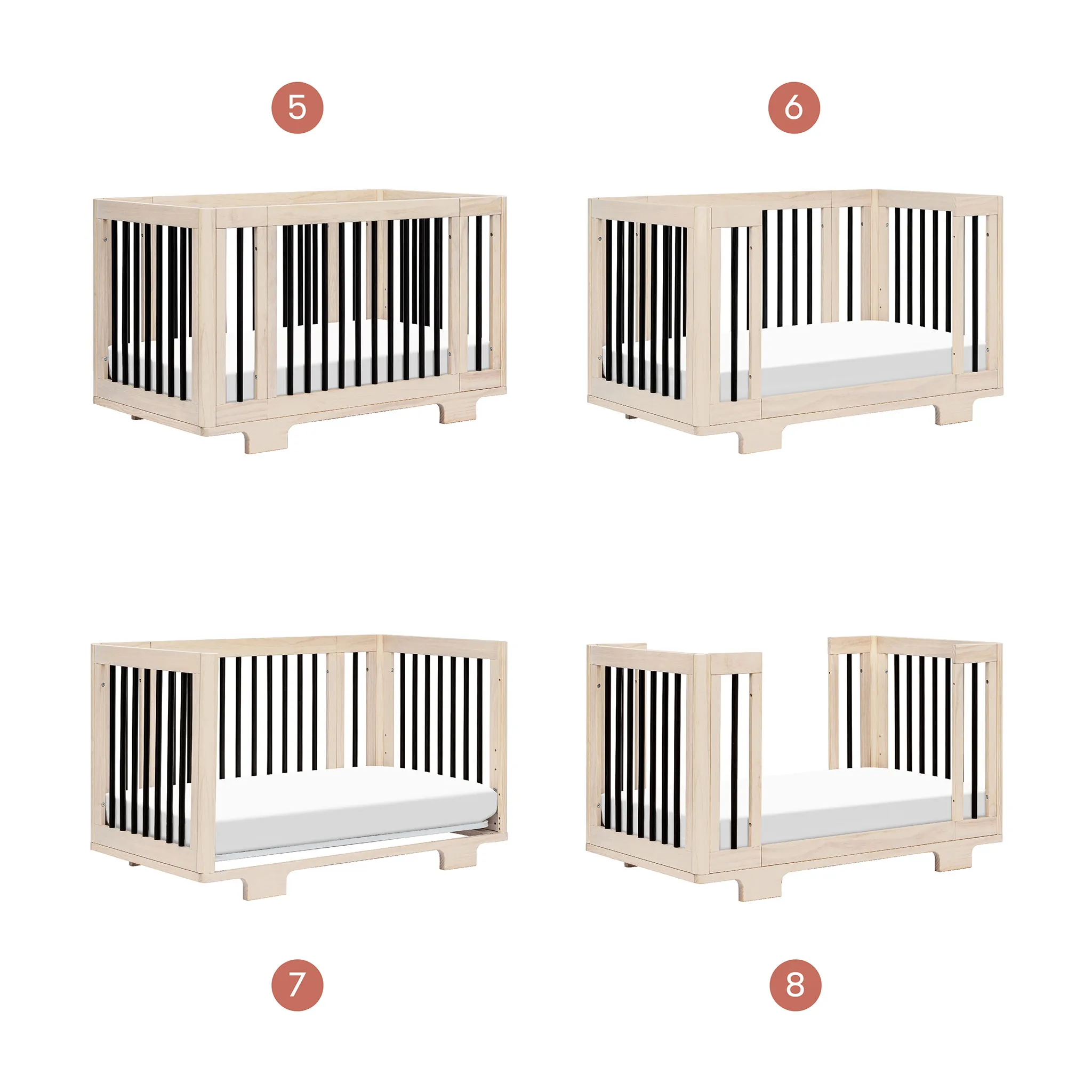 Babyletto Couchette Convertible 8 en 1 Yuzu - Naturel Lavé  Noir