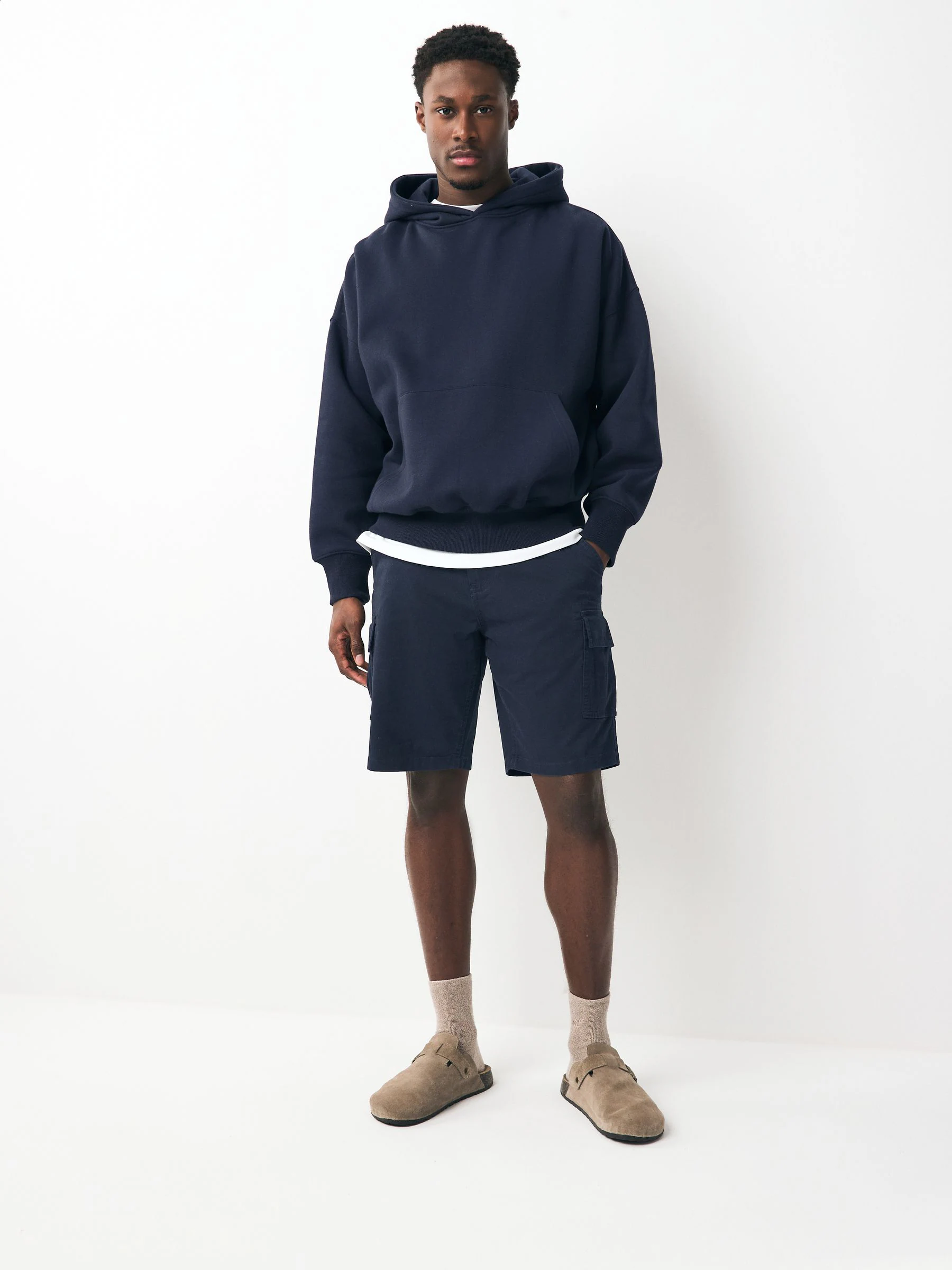 Marineblauw/kaki - Stretchy Korte cargobroek