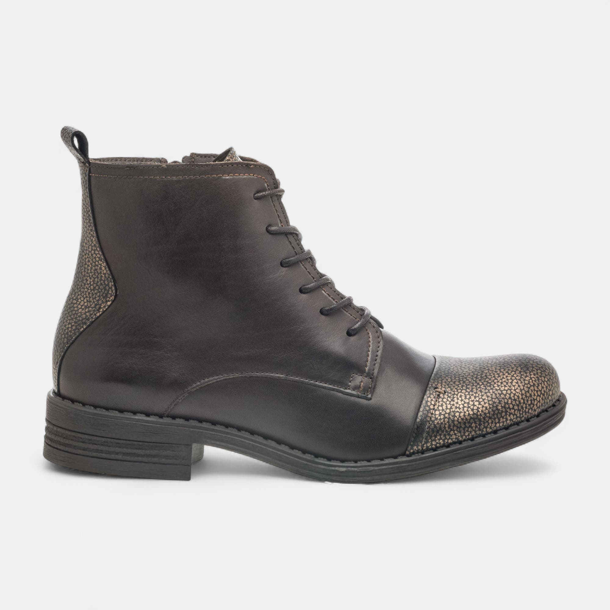 Bottines à lacets Femme en cuir marron