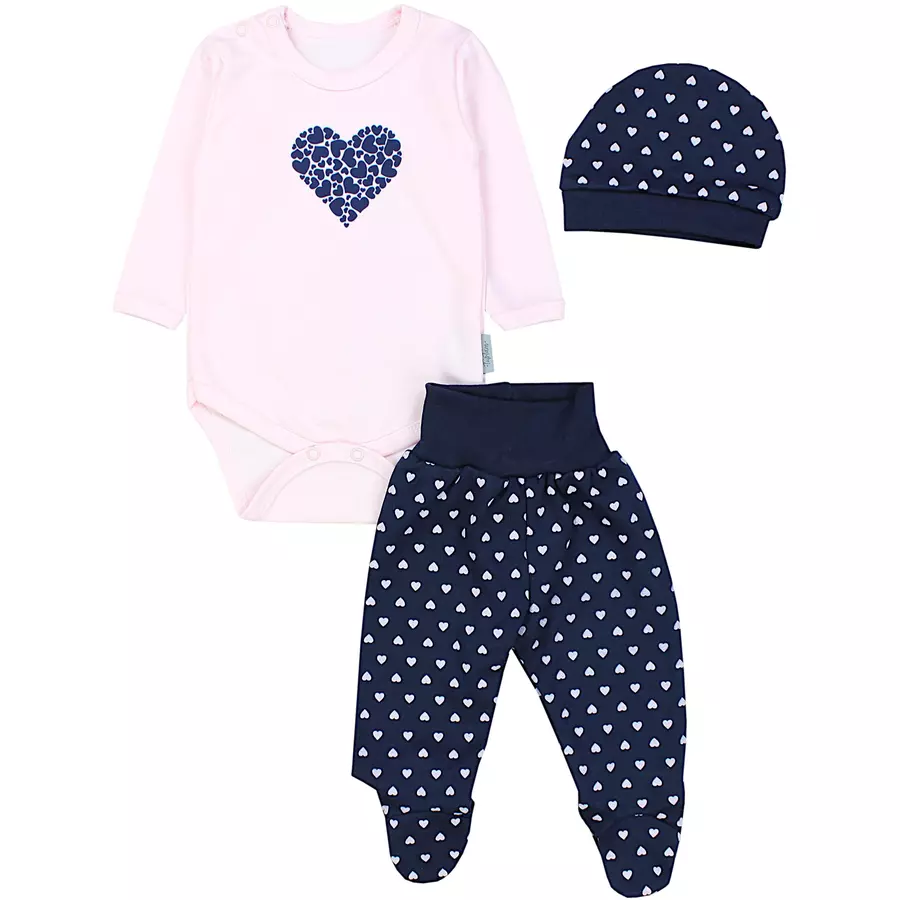 TupTam Baby Bekleidungsset Langarmbody Hose Mütze3 teilig rosa Modell 1
