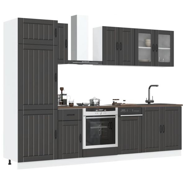 vidaXL 8 Peças Armário de Cozinha Conjunto Kalmar Preto - 2280417863
