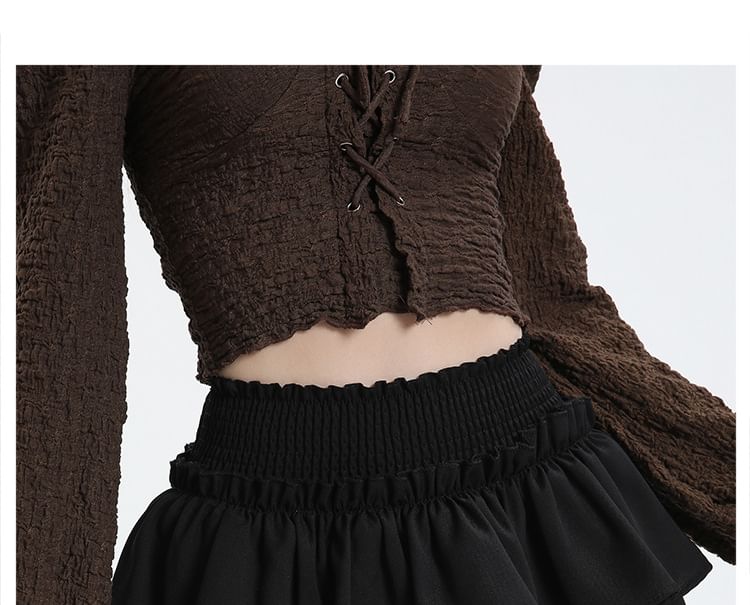 Metticus - Mid Waist Effen Mini Gelaagde Rok