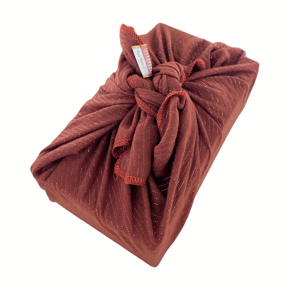 Furoshiki Moyen 48 X 48 Cm Gaze Lurex Terracotta