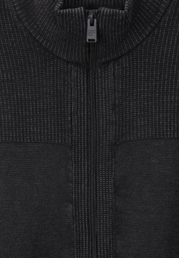 Zipper Strickjacke - faded black