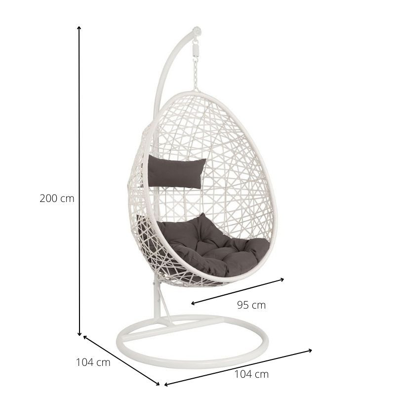 Hangstoel swing met standaard - wit - ø104x200 cm